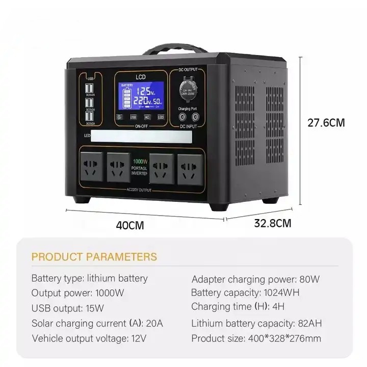 Generador de Estación de Energía Solar Portátil 1000W 2000W 3000W con Panel Solar para Hogar y Camping al Aire Libre 1500W Móvil de Litio 3kw 3kw