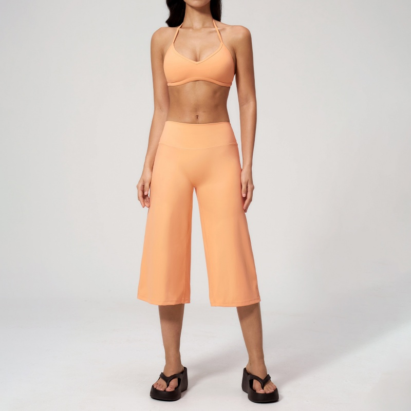Calças Cropped Largas e Soltas, Top de Yoga com Decote em V, Roupas Femininas, Moda, Roupas Casuais para Esportes