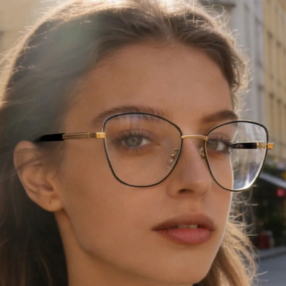 Óptica Metálica Barata Pronta Light Gold Pilot Mulheres Moda Urbana Unissex para Deslocamento Diário Fornecimento de Fábrica de Óculos