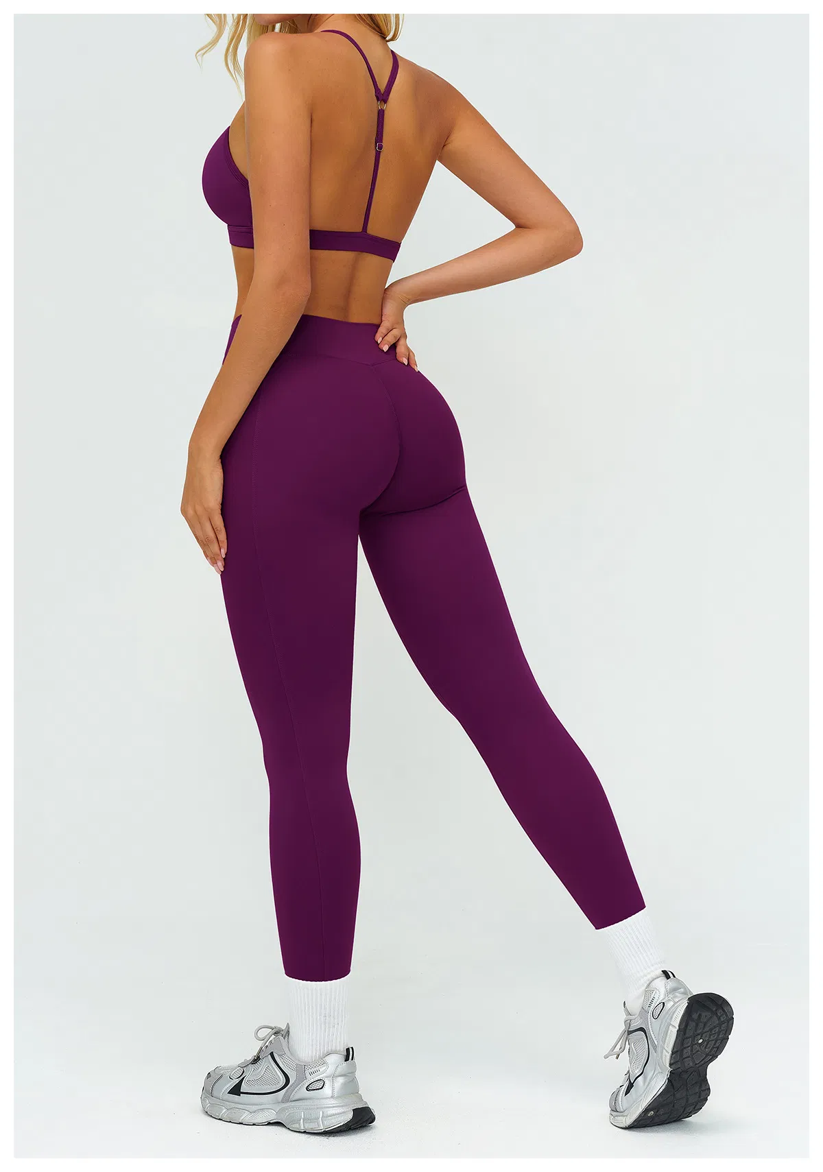 Conjunto de Roupas de Yoga com Logo Personalizado para Mulheres, Conjuntos de Leggings 3 PCS, Leggings e Top de Esporte