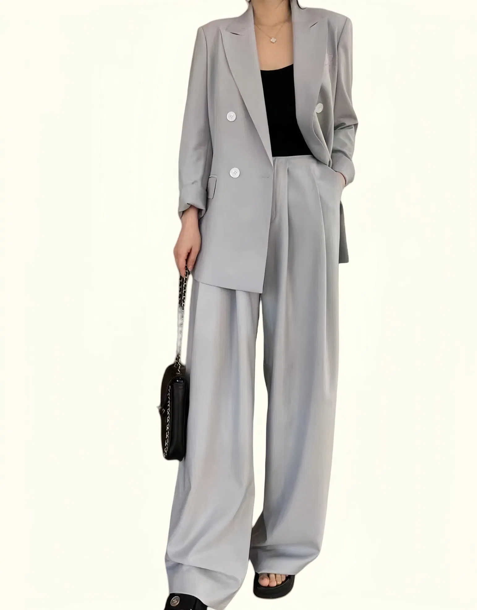 Conjunto de Trabalho Feminino Luxuoso e Confortável com Ajuste Relaxado para Escritório