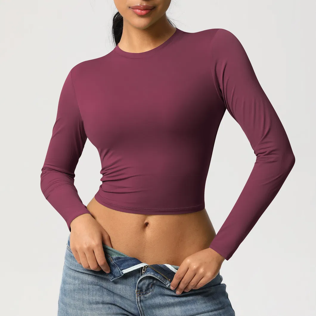 Camisetas de Manga Longa Femininas Cropped