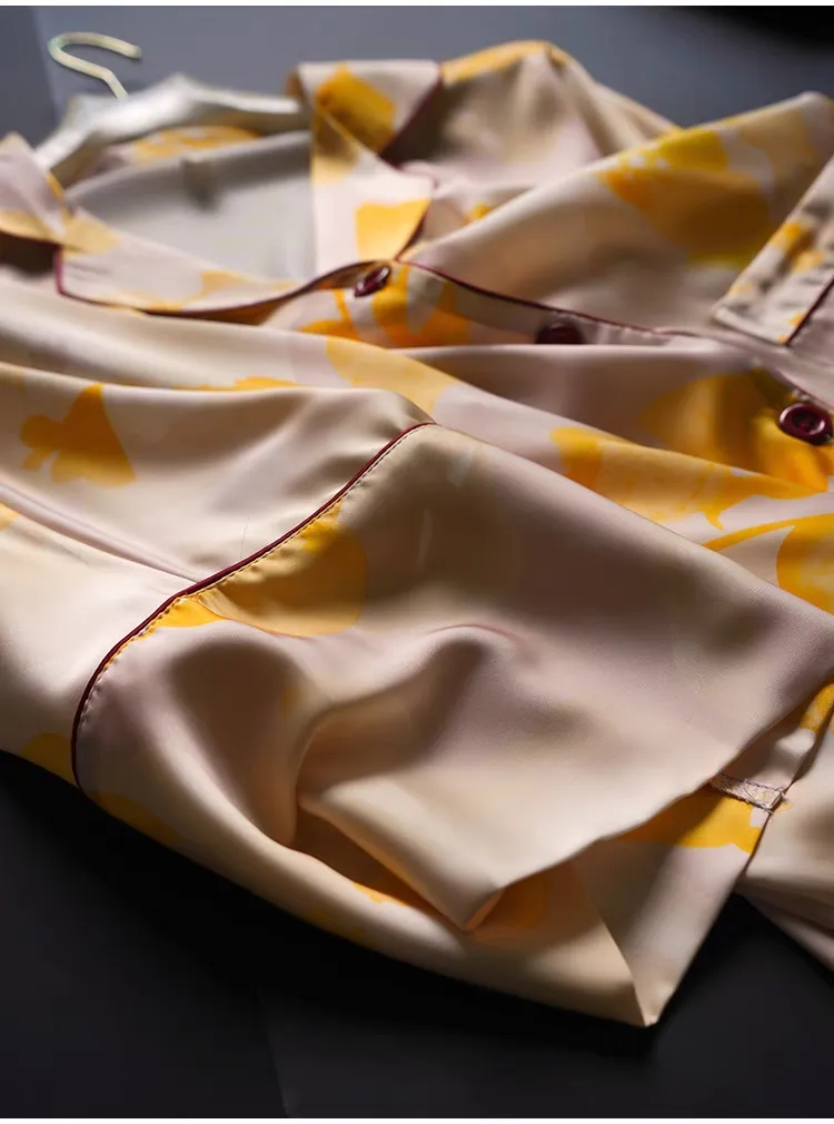 Roupas de Loungewear de Seda Personalizadas 100% de Alta Qualidade Impressas Digitalmente com Seu Próprio Design
