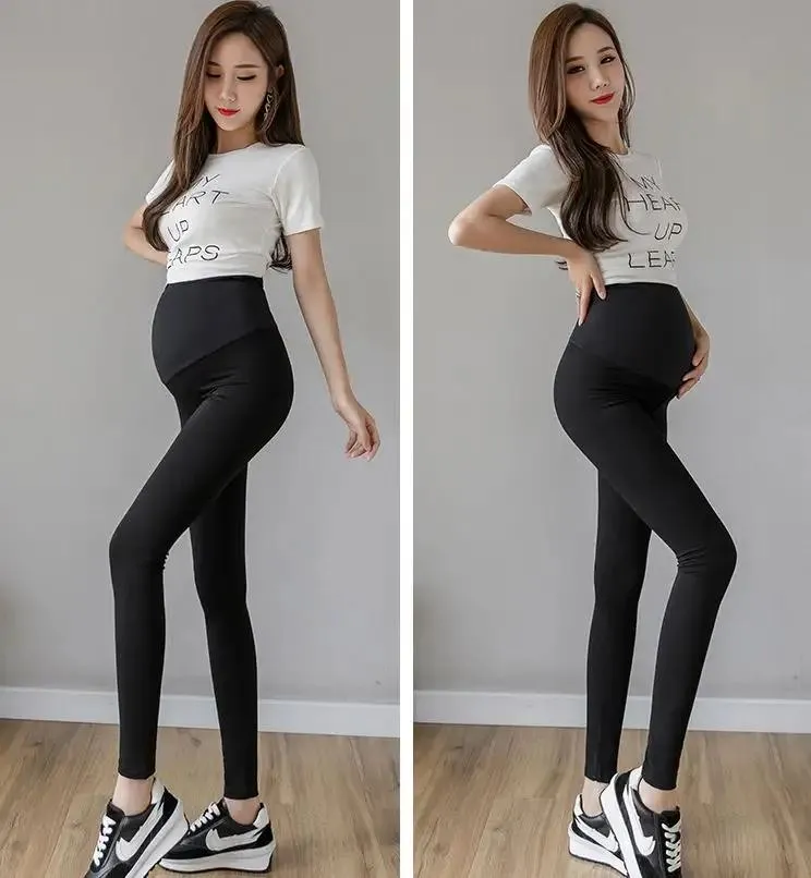 Legging de Verão para Gestantes Roupas Casuais para Mulheres Grávidas Cintura Alta Barriga