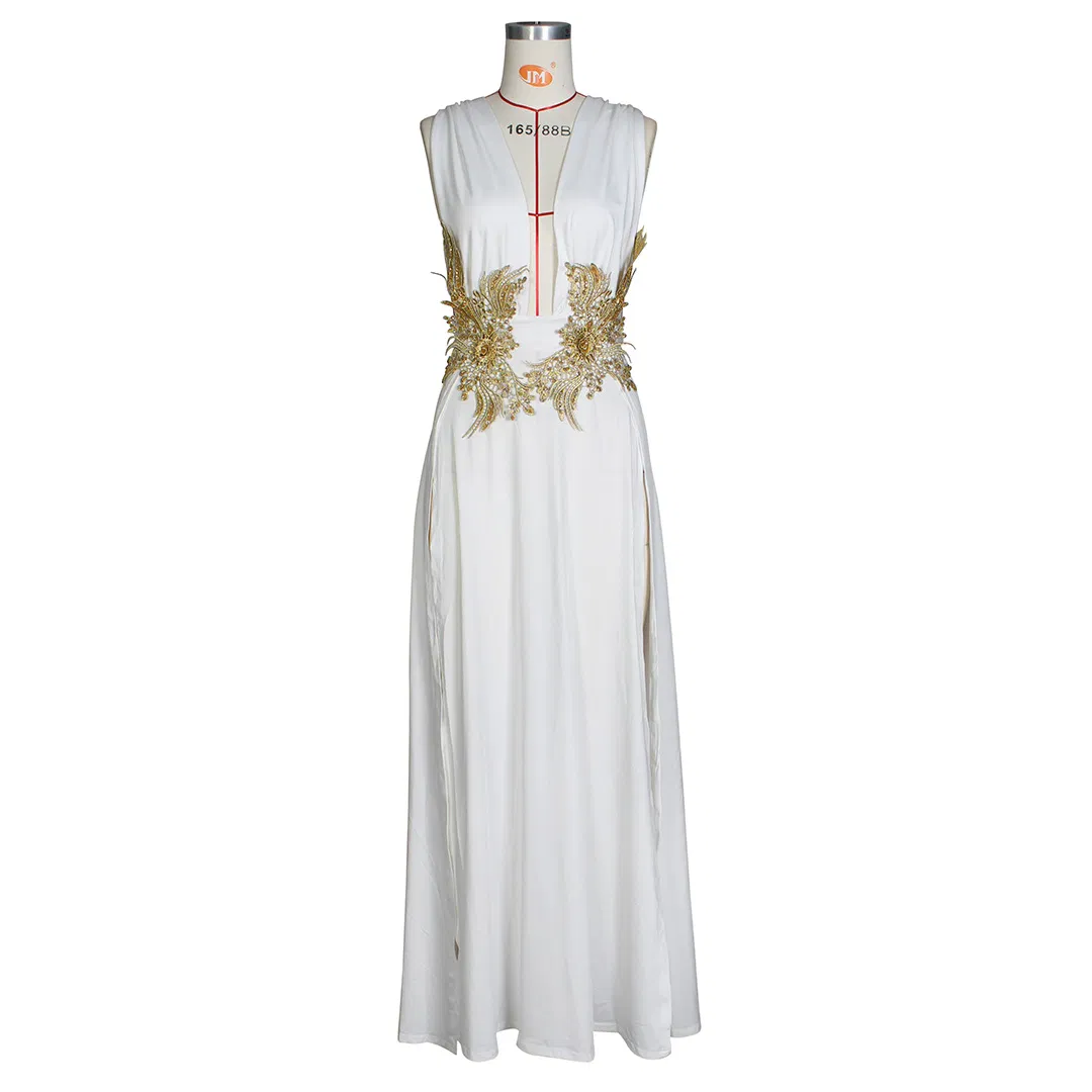Saia longa feminina sexy moda vestido de casamento profundo V vestido de noite