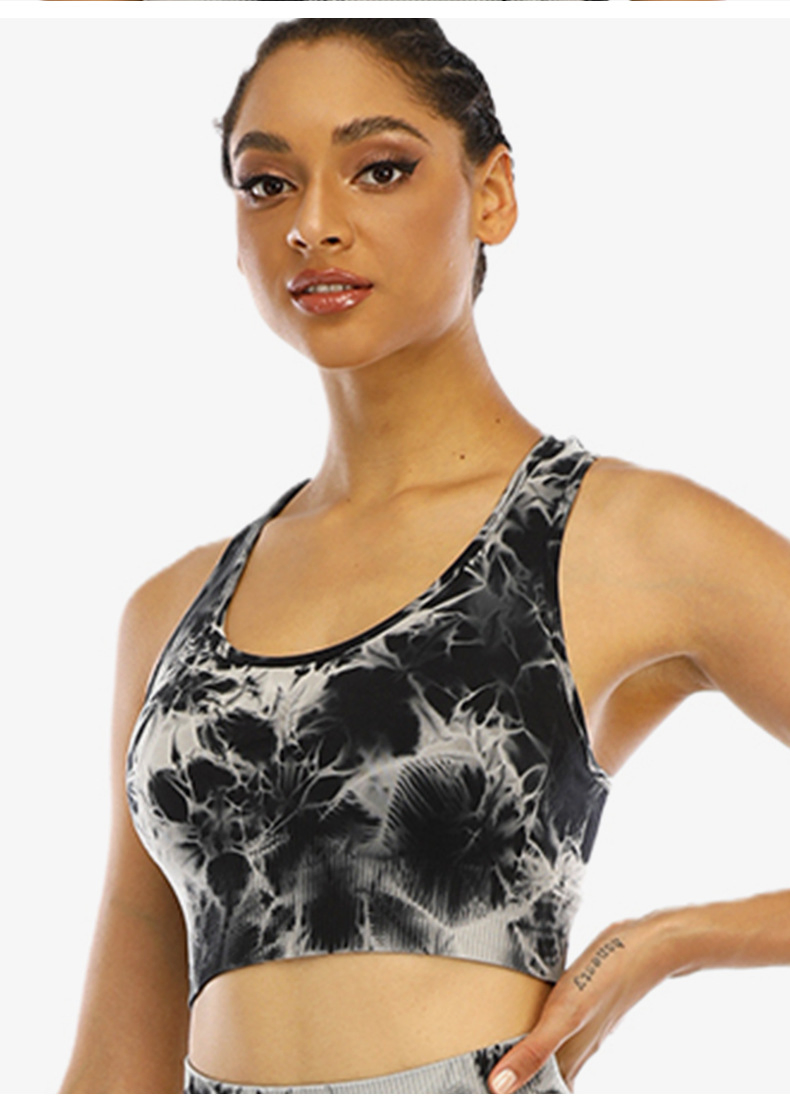 Rótulos Privados Personalizados Sutiã Esportivo Tie Dye de Alta Qualidade Nylon Roupas de Treino para Mulheres