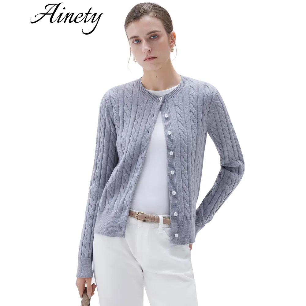 Cardigã Clássico de Cashmere Feminino - Tricô Elegante para Mulheres
