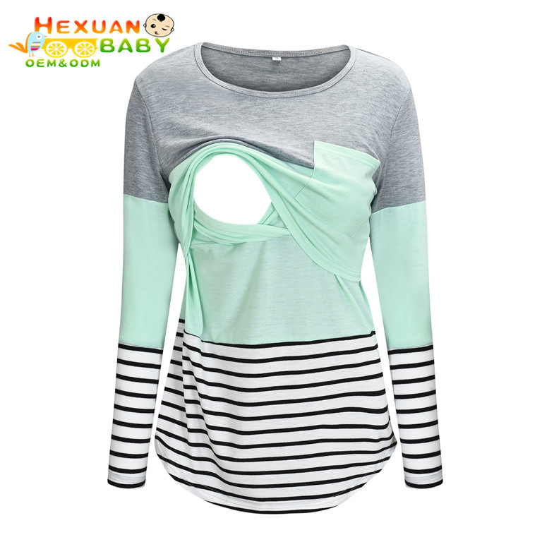 Camisetas de Maternidade para Mulheres 2025 Outono, Camisas de Manga Longa, Roupas de Amamentação