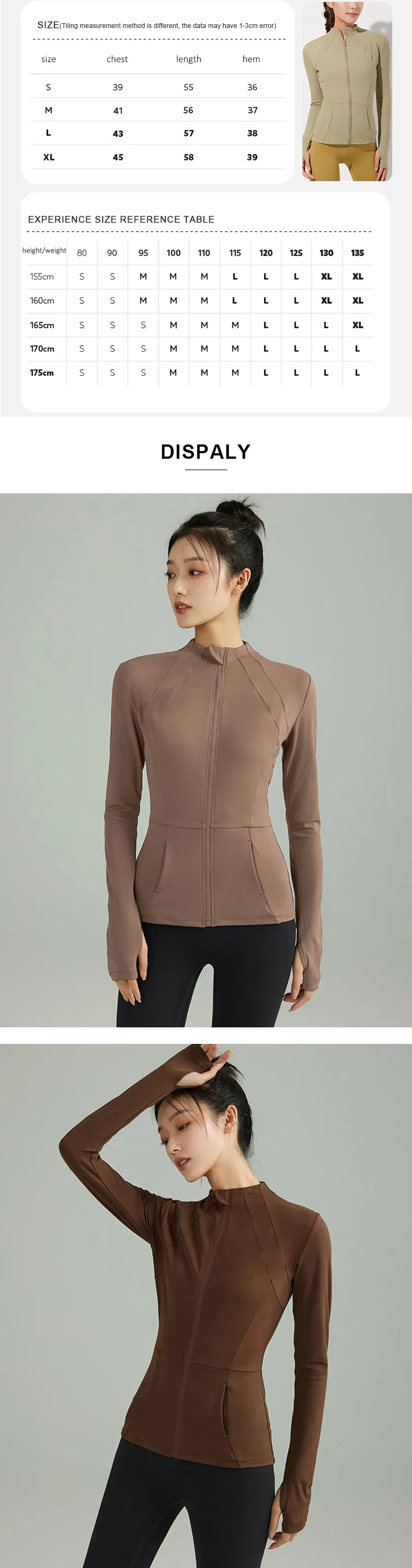 Jaqueta com Zíper Feminina para Corrida, Ajuste Slim, Jaqueta de Ginástica e Fitness de Manga Longa, Yoga de Secagem Rápida, Roupas Esportivas Slim de Manga Longa