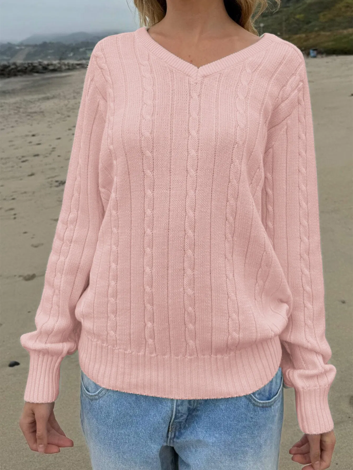 Moda Casual Europeia e Americana Suéter de Cor Sólida Base de Lã Roupas Femininas 2025 Outono Inverno