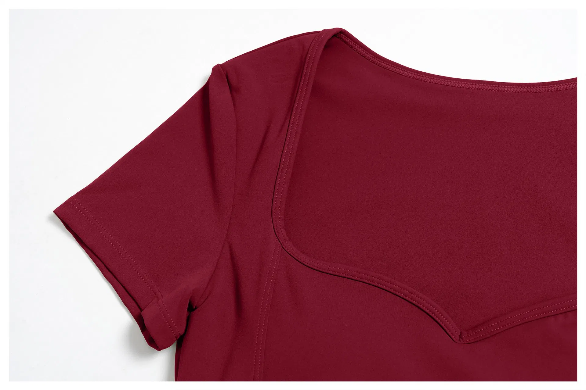 Blusa de Gola Alta Justa para Yoga com Mangas Curtas para Mulheres