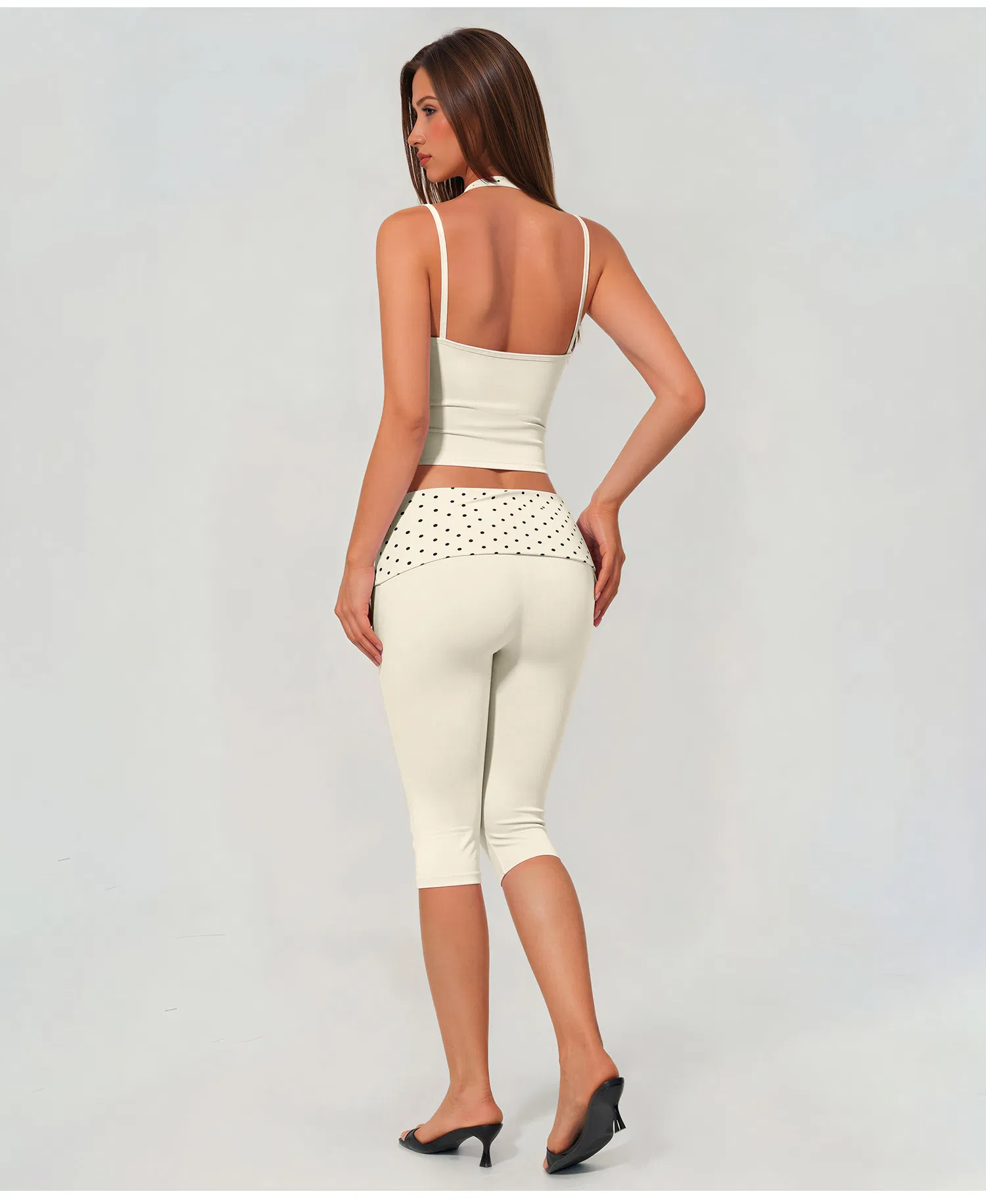 Roupas de Marca Privada para Mulheres: Top Cropped Halter + Calças Capri