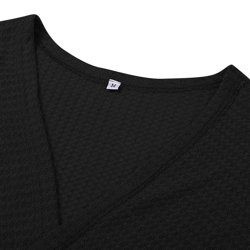 Estilo Casual Sólido Camisetas de Manga Longa Decote em V Moda Roupas Femininas