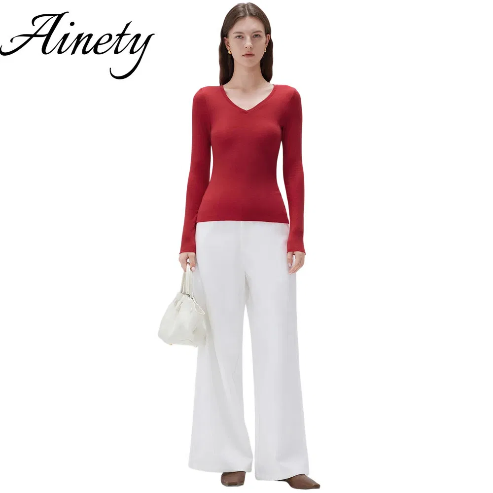 Estilo Clássico Versátil Suéter de V-Neck para Mulheres para Viagem Curta