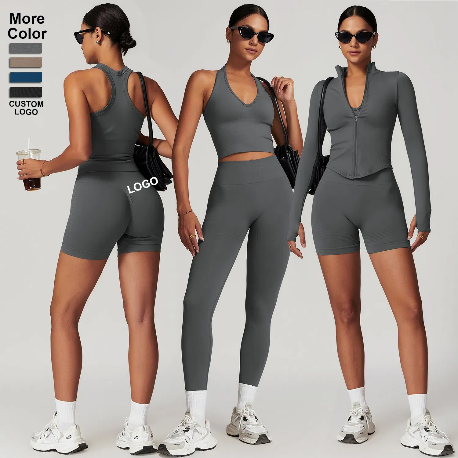Conjuntos de Moletom Atacado Chineses Moda Fitness 2/3/4/5PCS Colocação Livre Yoga Roupas Femininas Personalizadas