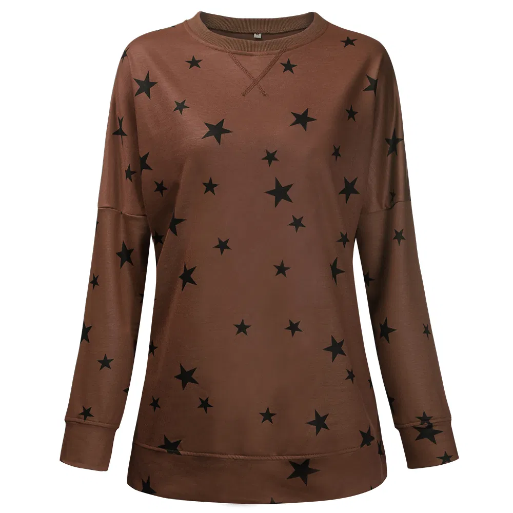 2020 Nova Moda Feminina Transfronteiriça Estilo Quente Roupas Longa Manga Solta Decote em V Camiseta Estampada Roupas Femininas