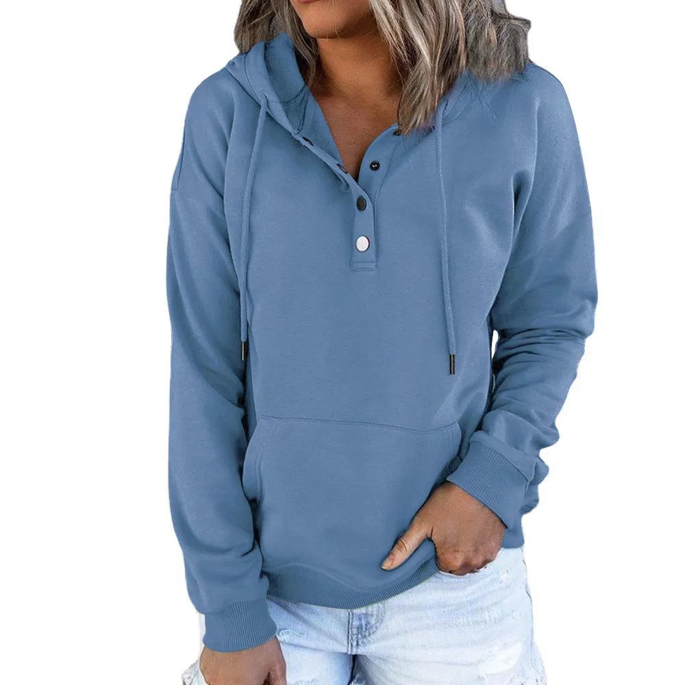 Roupas Femininas Personalizadas de Fábrica, Fashionáveis e Versáteis 2025 Moletom com Capuz Casual, Solto, de Manga Longa, em Algodão Puro, Ecológico, com Cordão e Bolso