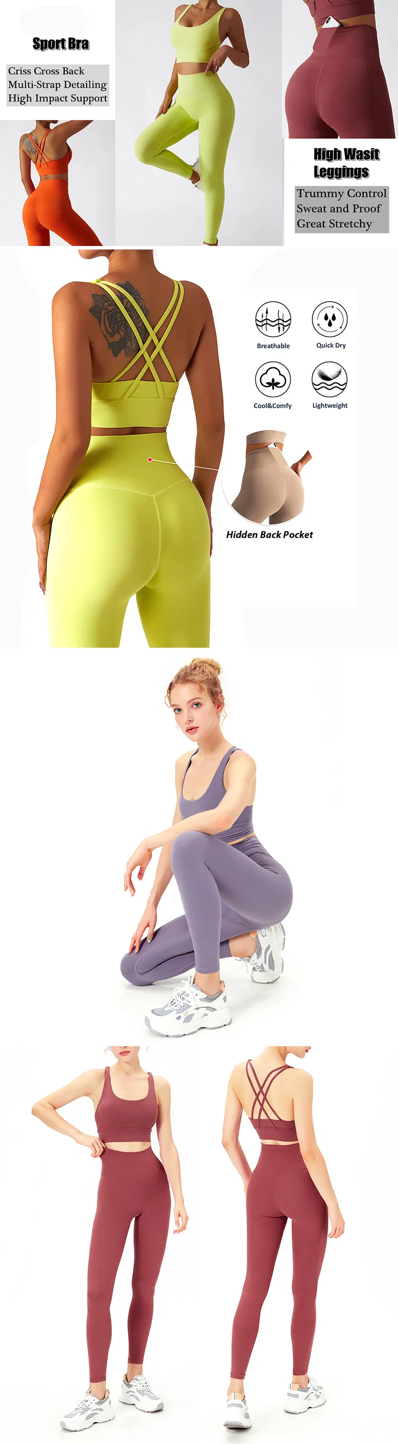 Moda Amazônica 2pçs tamanho Plus Premium Soft Yoga Athletic