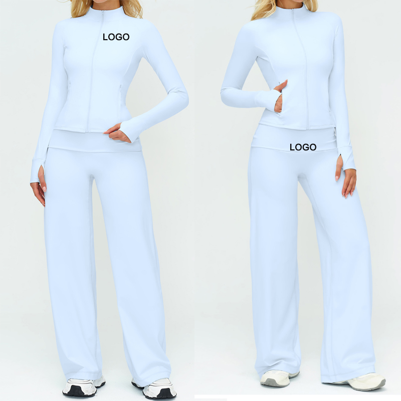 Conjunto de Yoga para Mulheres, Casaco de Manga Longa de Secagem Rápida, Calças de Treinamento, Roupas de Esporte para Exercícios