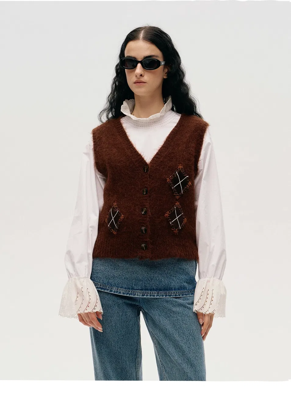Colete de malha de lã mohair
