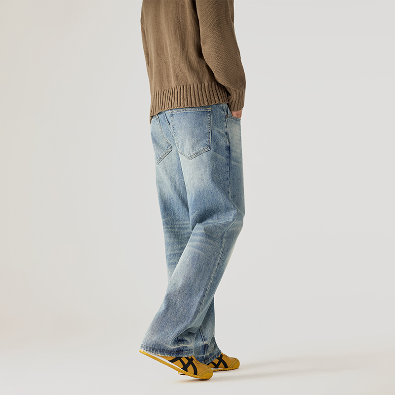 Jeans femininos urbanos diários baggy de lavagem clara premium e leve