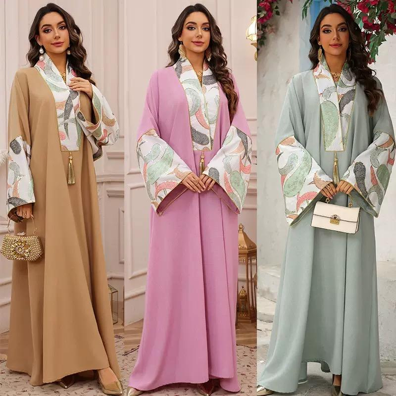Atacado de novas roupas muçulmanas femininas do Oriente Médio, pijamas, vestuário casual estampado