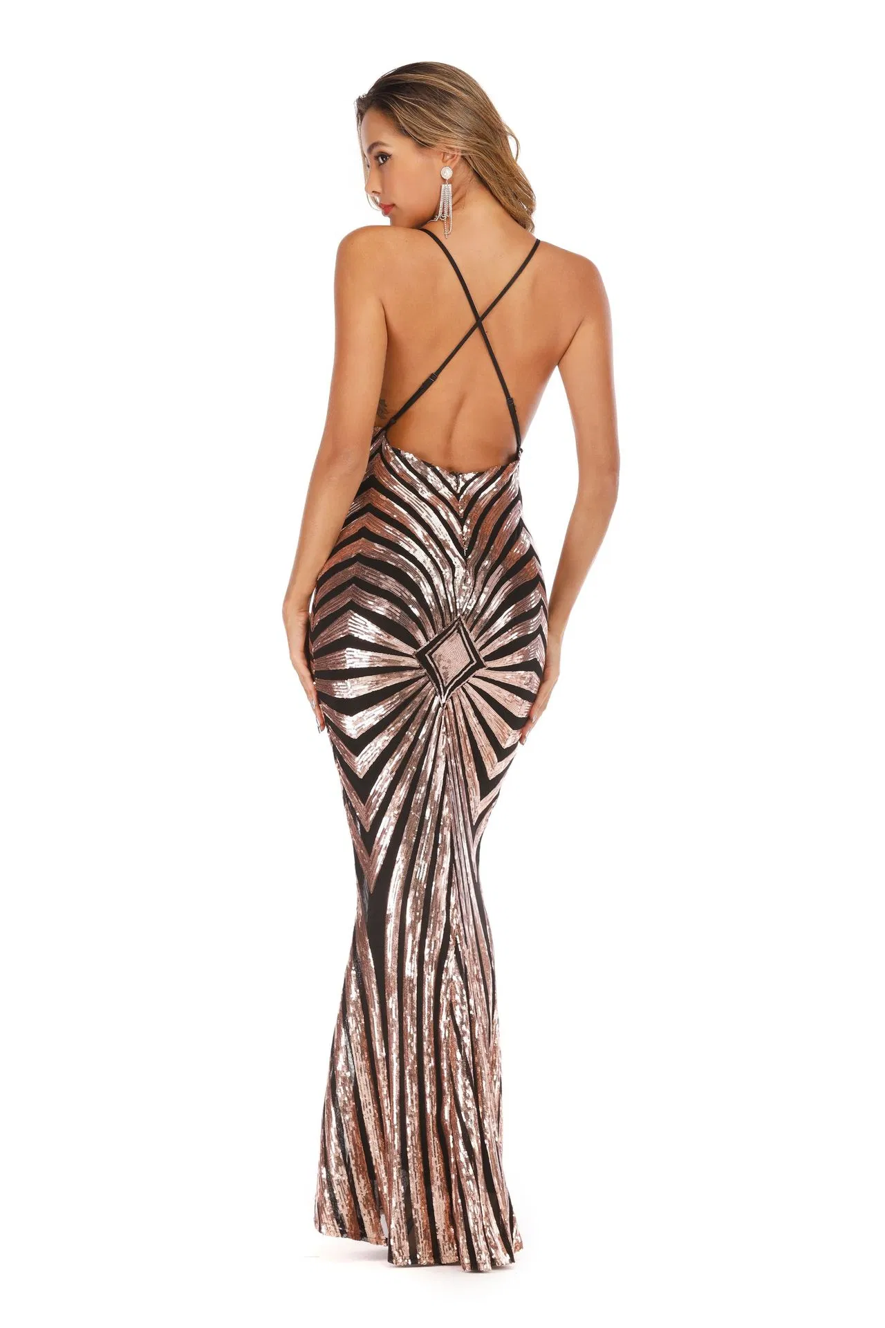 Vestido de Noite Feminino Formal para Casamento Festa Vestido de Noite com Fenda