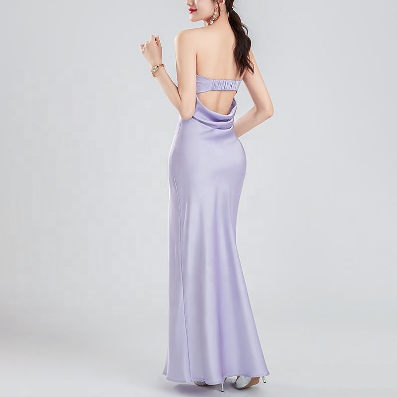 Vestido de Noite Elegante Sem Costas para Mulheres com Estilo de Decote Profundo