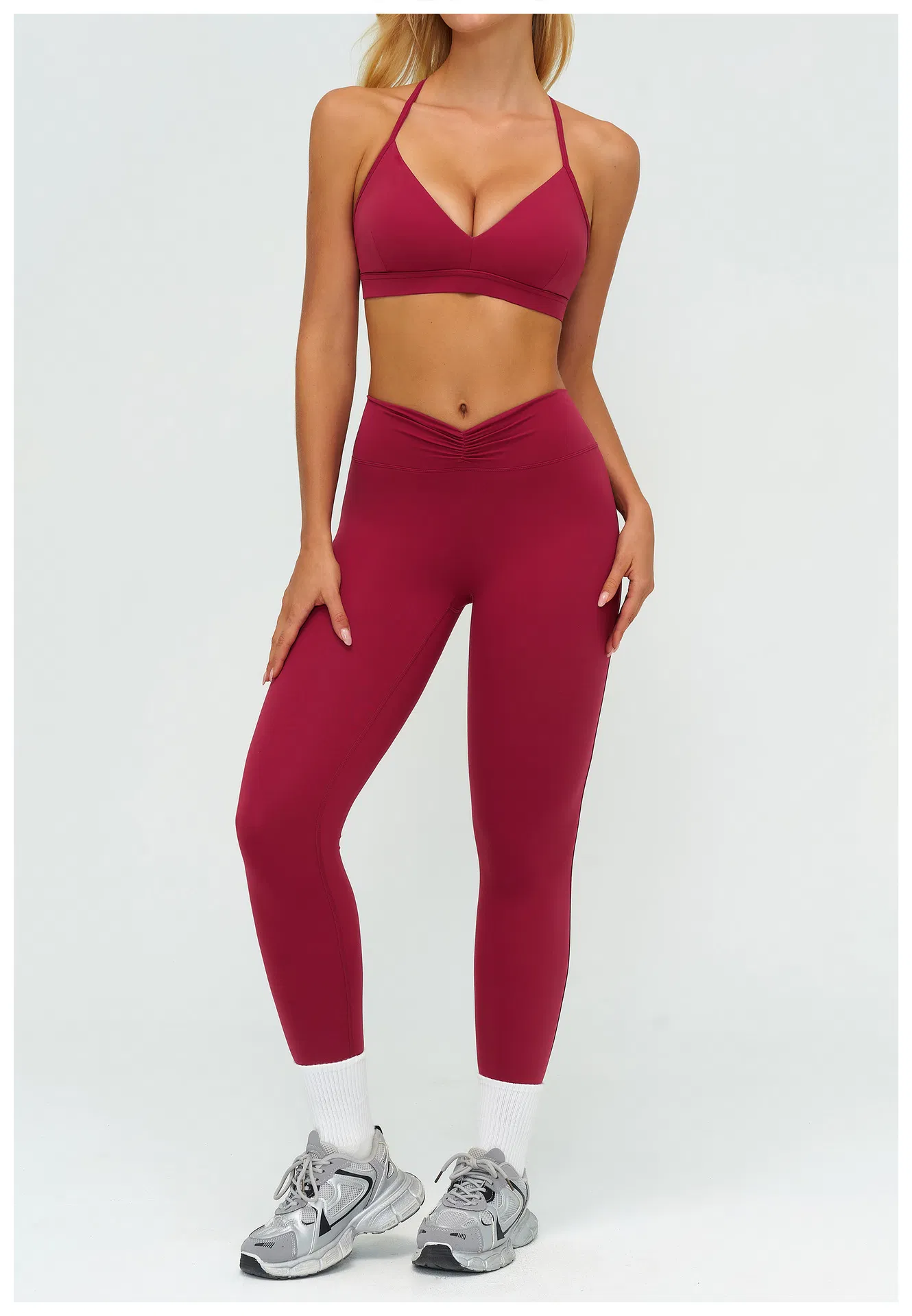 Conjunto de Roupas de Yoga com Logo Personalizado para Mulheres, Conjuntos de Leggings 3 PCS, Leggings e Top de Esporte