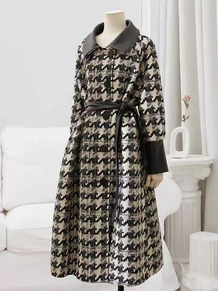 Marca de Moda de Roupas Personalizadas Design Casaco Longo Feminino Vestuário de Inverno Estilo Trendy Preço de Atacado de Alta Qualidade Fábrica Etiqueta Privada Logotipo Acessórios de PU