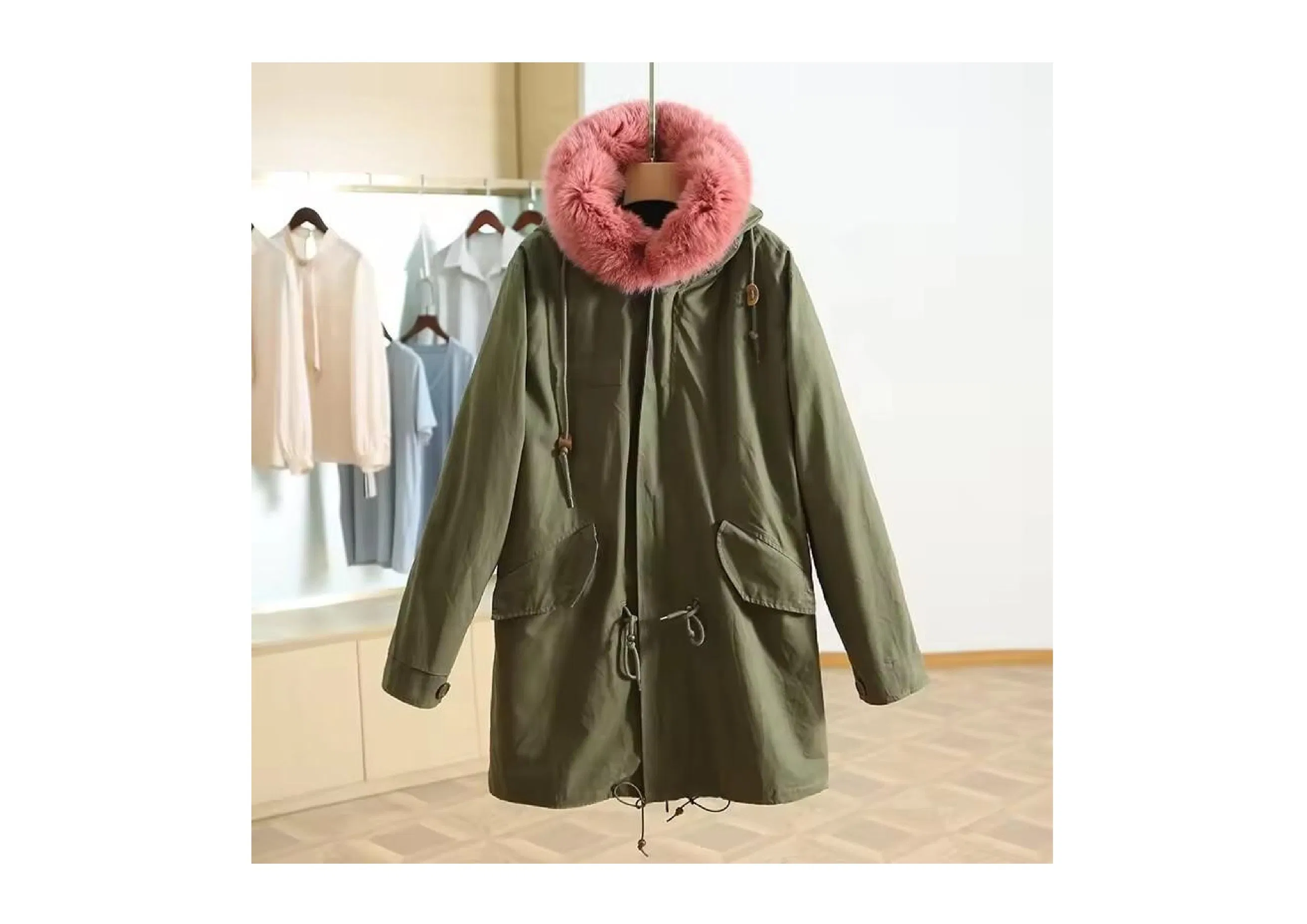 Blusão com capuz Winter Fashionable Warm-Filled para mulher, fato de inverno DE MEIA altura, vestuário para mulher mais vendido no inverno