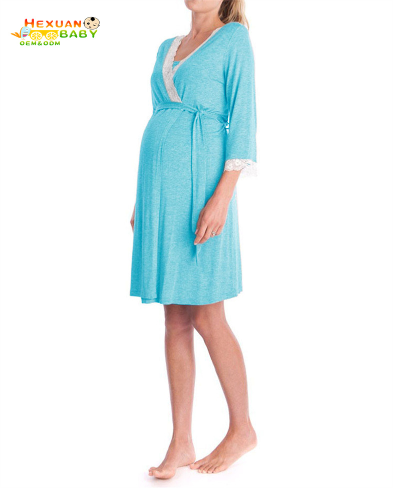 Roupas de dormir para gestantes, vestido de noite feminino, pijamas elegantes de inverno, roupas de noite para mulheres