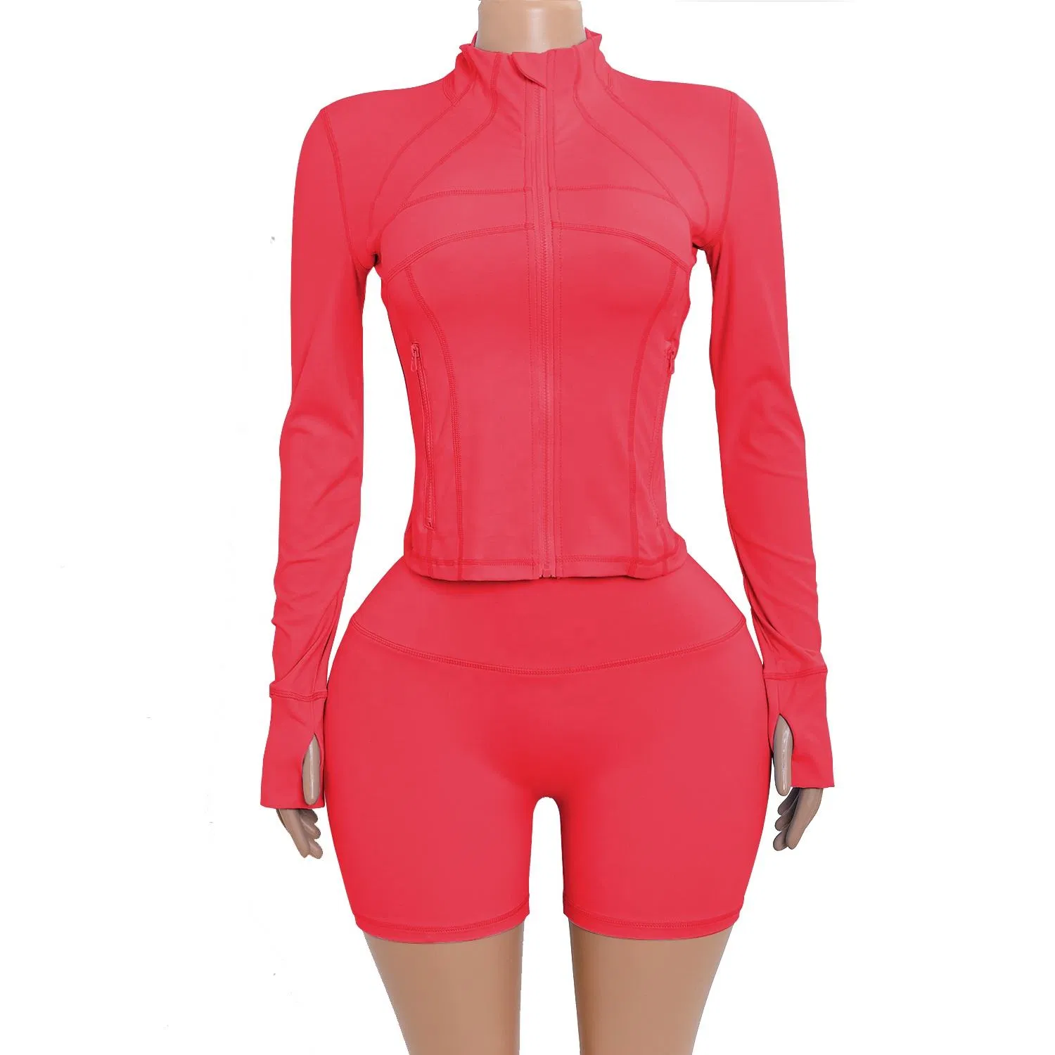 Jaqueta de Yoga Esportiva com Zíper para Mulheres, Slim, Manga Longa, Roupas de Fitness para Academia, Moda Feminina