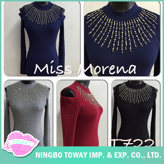 Belo Tricô Bordado de Contas Barato para Vender