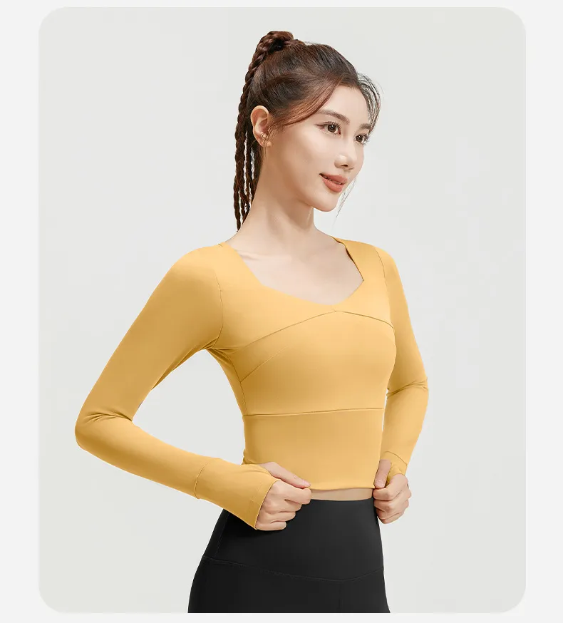 Camiseta de manga longa espessa para mulheres, top para corrida e jogging, moletom esportivo, vestuário esportivo ao ar livre