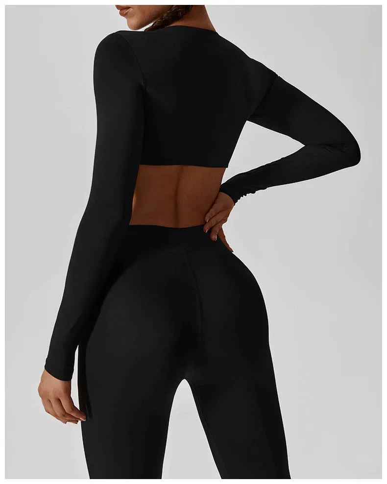 Camiseta Esportiva Personalizada de Manga Longa para Academia, Tops de Yoga, Roupas Esportivas Femininas