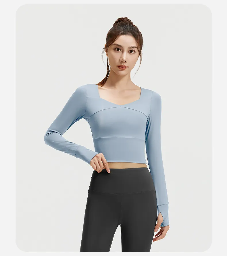 Camiseta de manga longa espessa para mulheres, top para corrida e jogging, moletom esportivo, vestuário esportivo ao ar livre