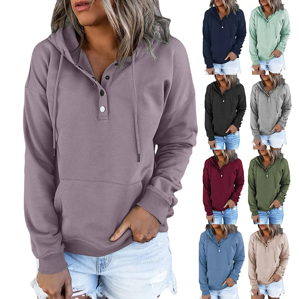Roupas Femininas Personalizadas de Fábrica, Fashionáveis e Versáteis 2025 Moletom com Capuz Casual, Solto, de Manga Longa, em Algodão Puro, Ecológico, com Cordão e Bolso