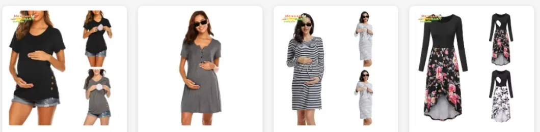 Vestido de Noite Maternidade com Manga Curta Impresso Roupas de Amamentação Vestido de Dormir