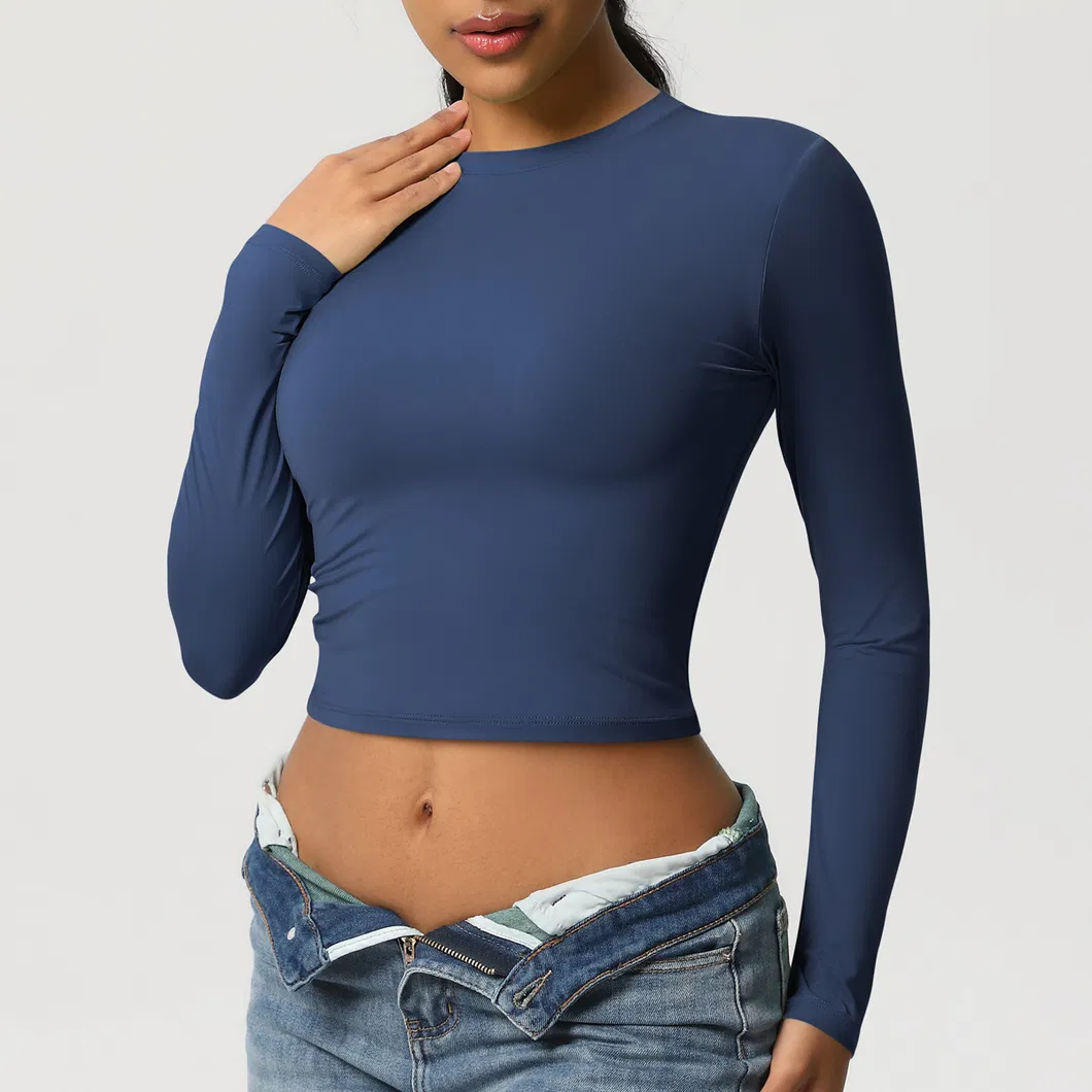Camisetas de Manga Longa Femininas Cropped