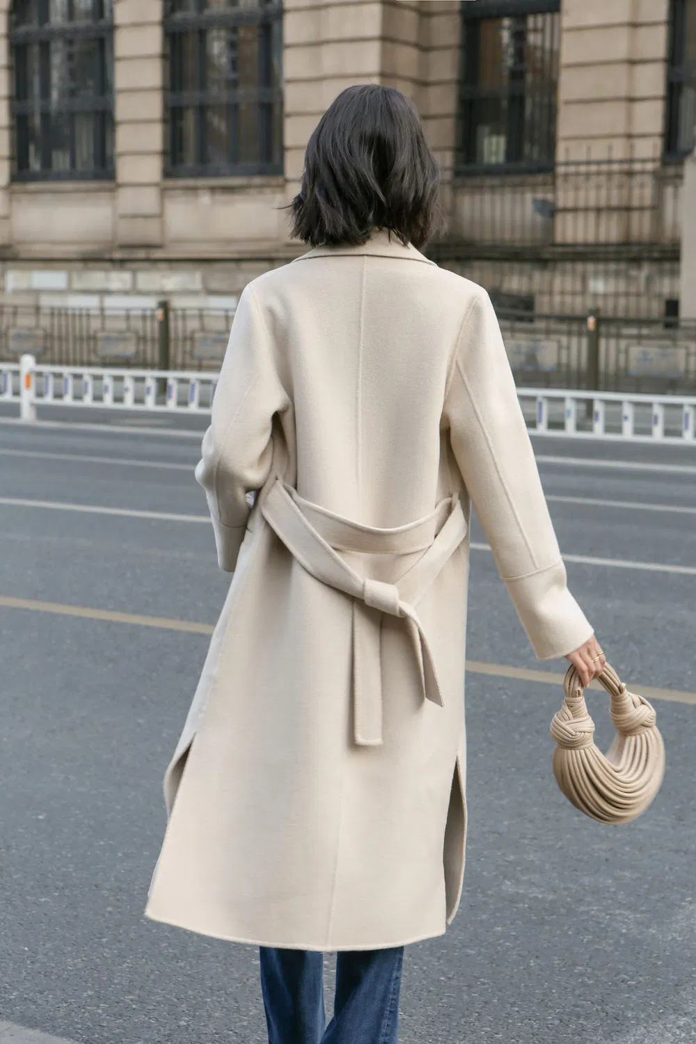 Tecido de Casaco de Lã e Poliéster para Mulheres, Trench Coats Femininos