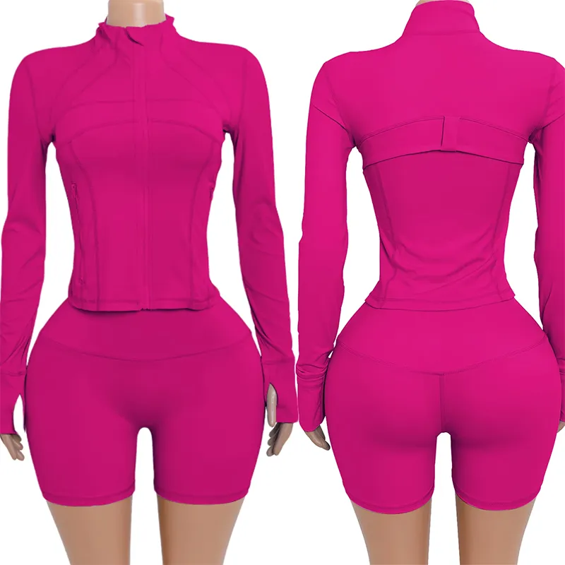 Jaqueta de Yoga Esportiva com Zíper para Mulheres, Slim, Manga Longa, Roupas de Fitness para Academia, Moda Feminina