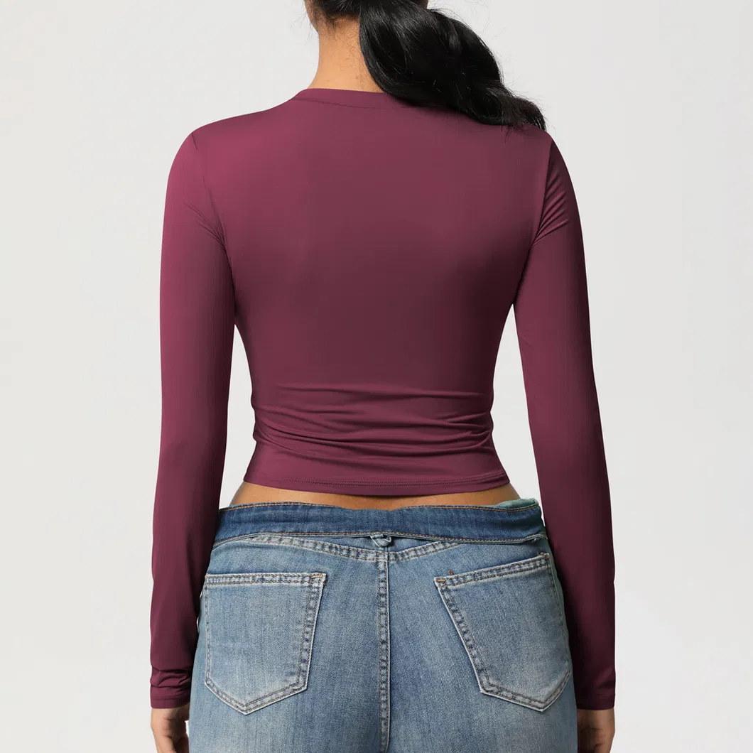 Camisetas de Manga Longa Femininas Cropped