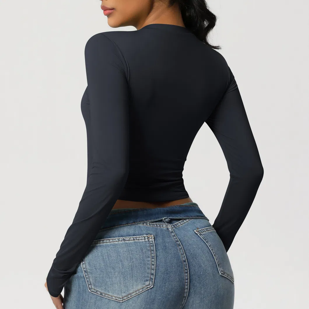 Camisetas de Manga Longa Femininas Cropped
