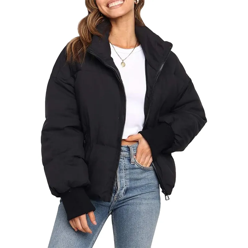 Casaco Puffer Cropped Ajuste no Corpo