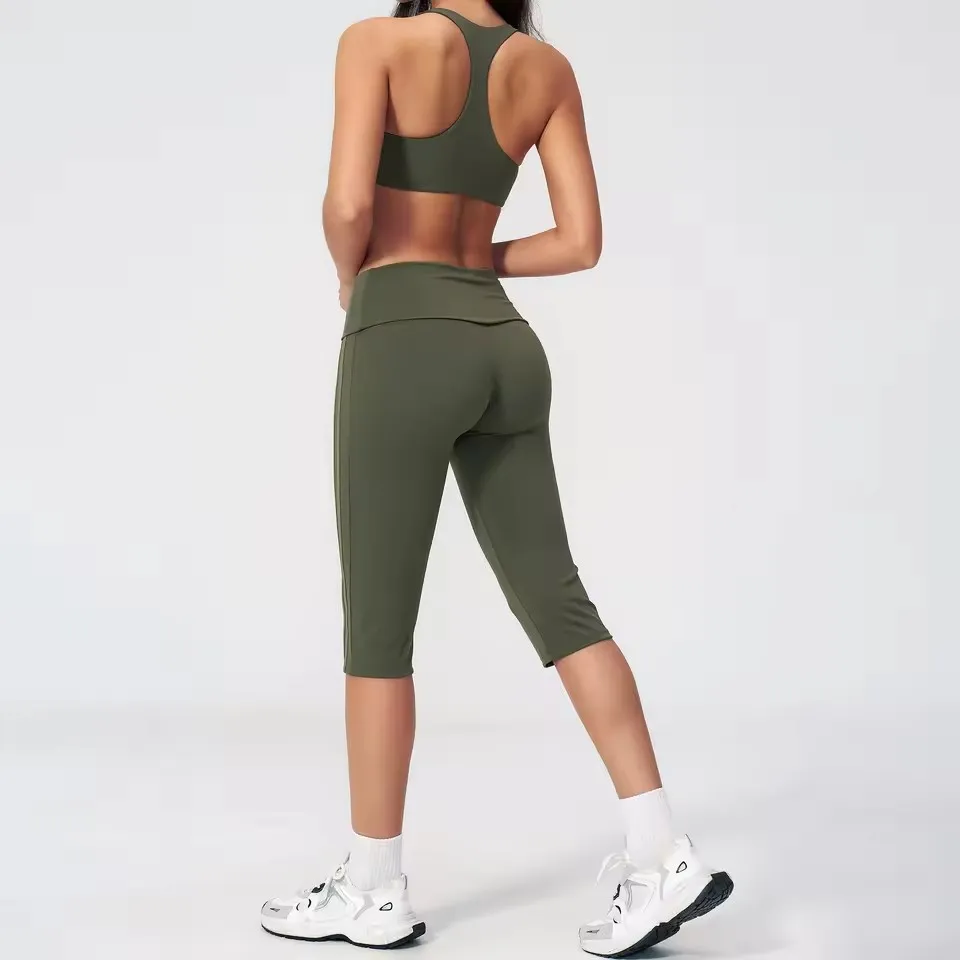 2 Conjunto de Moletom para Mulheres, Top de Alças em V e Leggings Flare em Forma de V, Sensação Nude, Roupas Ativas Macias para Yoga e Esportes