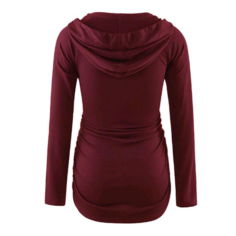 Camiseta de Maternidade de Manga Longa com Decote em V para Mulher Grávida com Capuz