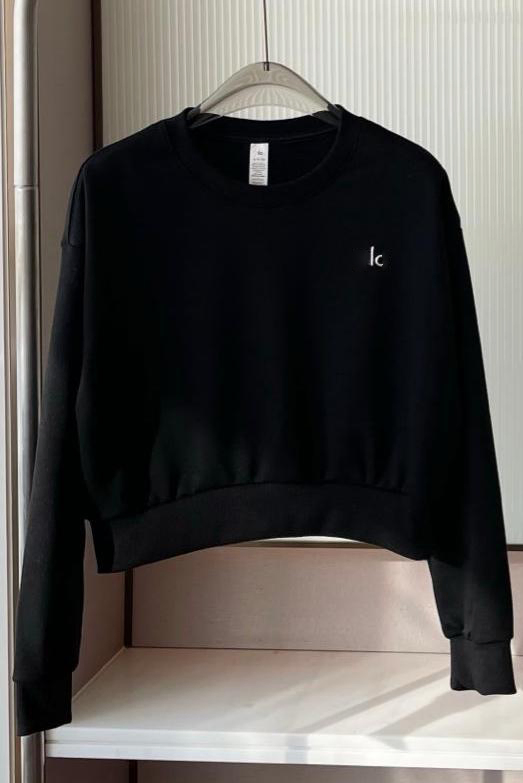 Logotipo Personalizado Al0 Roupas Femininas Moletom Feminino de Caimento Solto com Gola Redonda