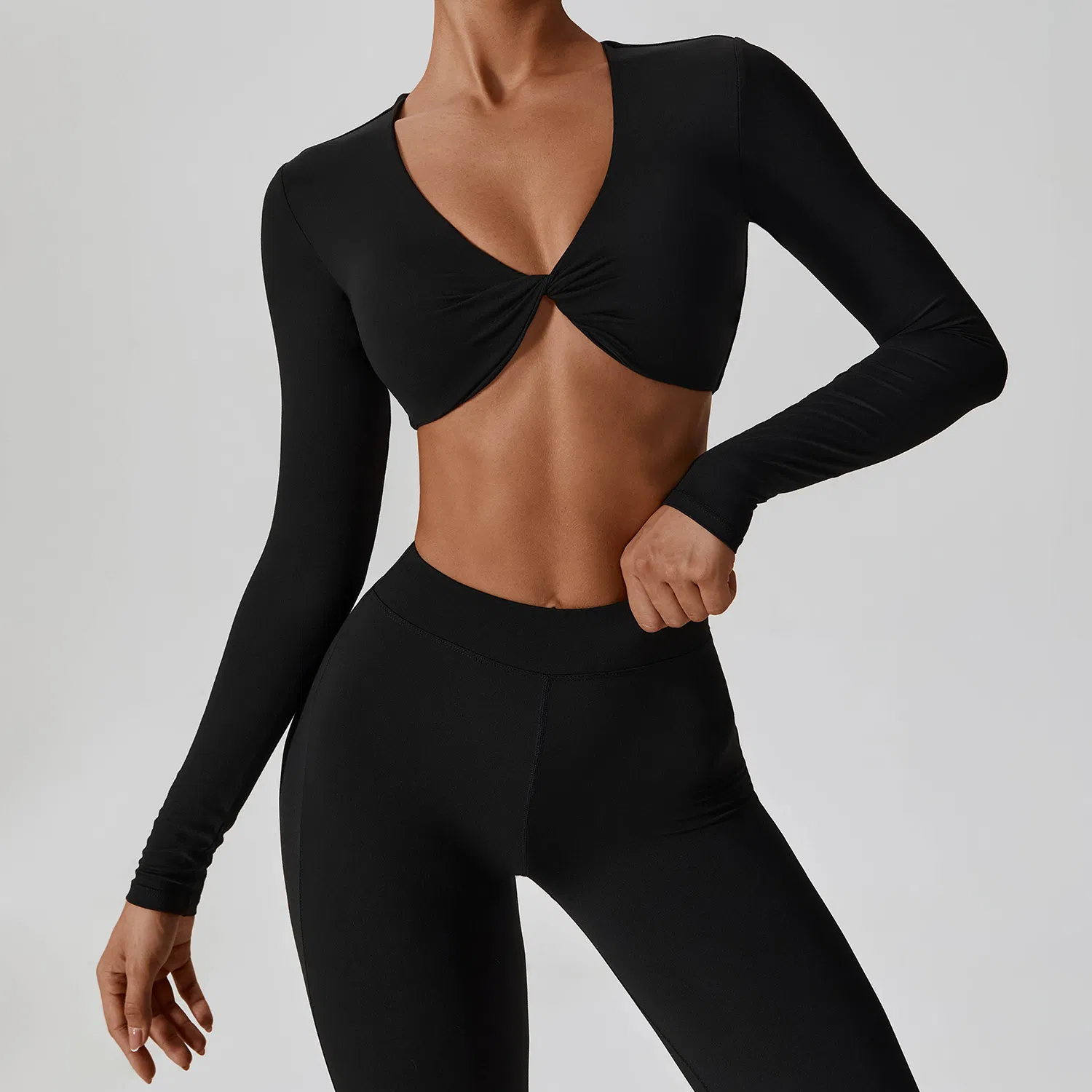 Camiseta Esportiva Personalizada de Manga Longa para Academia, Tops de Yoga, Roupas Esportivas Femininas