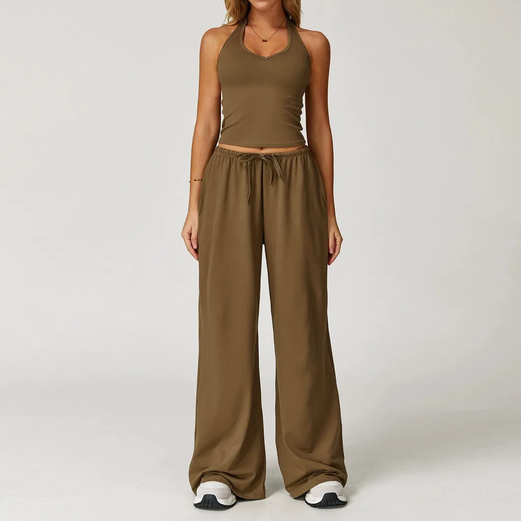 Conjunto de Yoga Colete Calças Femininas Secagem Rápida